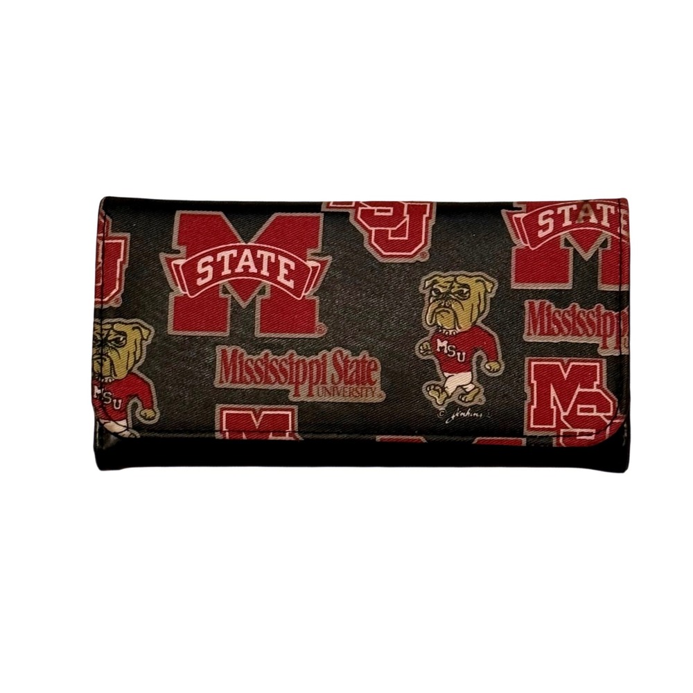 Mississippi State Bulldogs Trifold Wallet Black Maroon NCAA Fan Gear Women